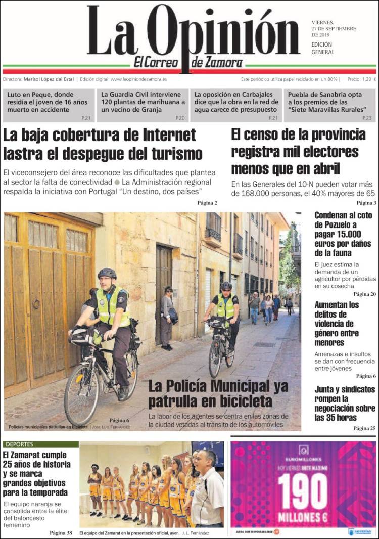 Portada de La Opinión - El Correo de Zamora (Spain)