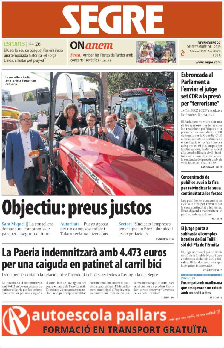 Portada de Segre (España)