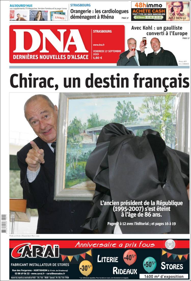 Portada de Les Dernières Nouvelles d'Alsace (Francia)