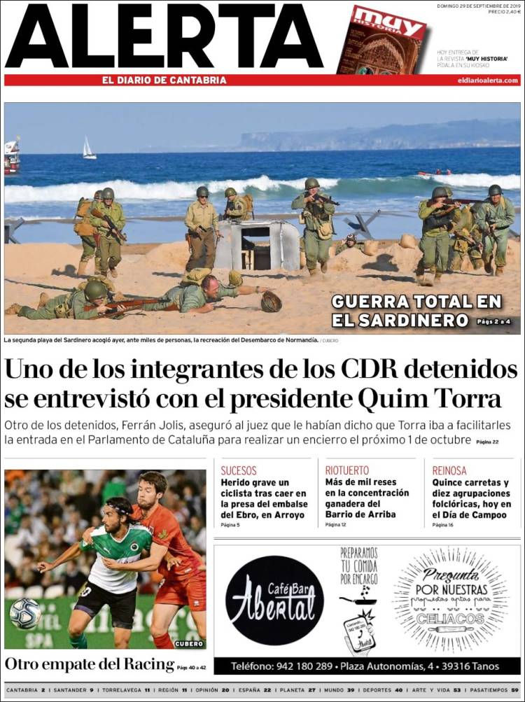 Portada de Alerta - El Diario de Cantabria (España)