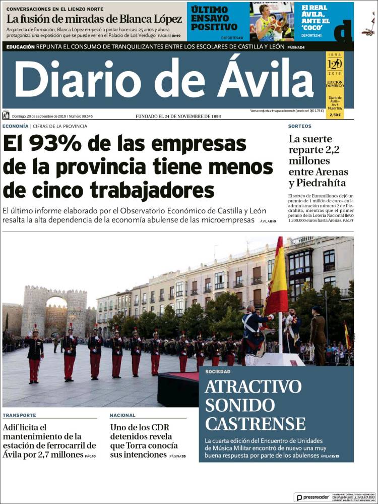 Portada de Diario de Ávila (España)