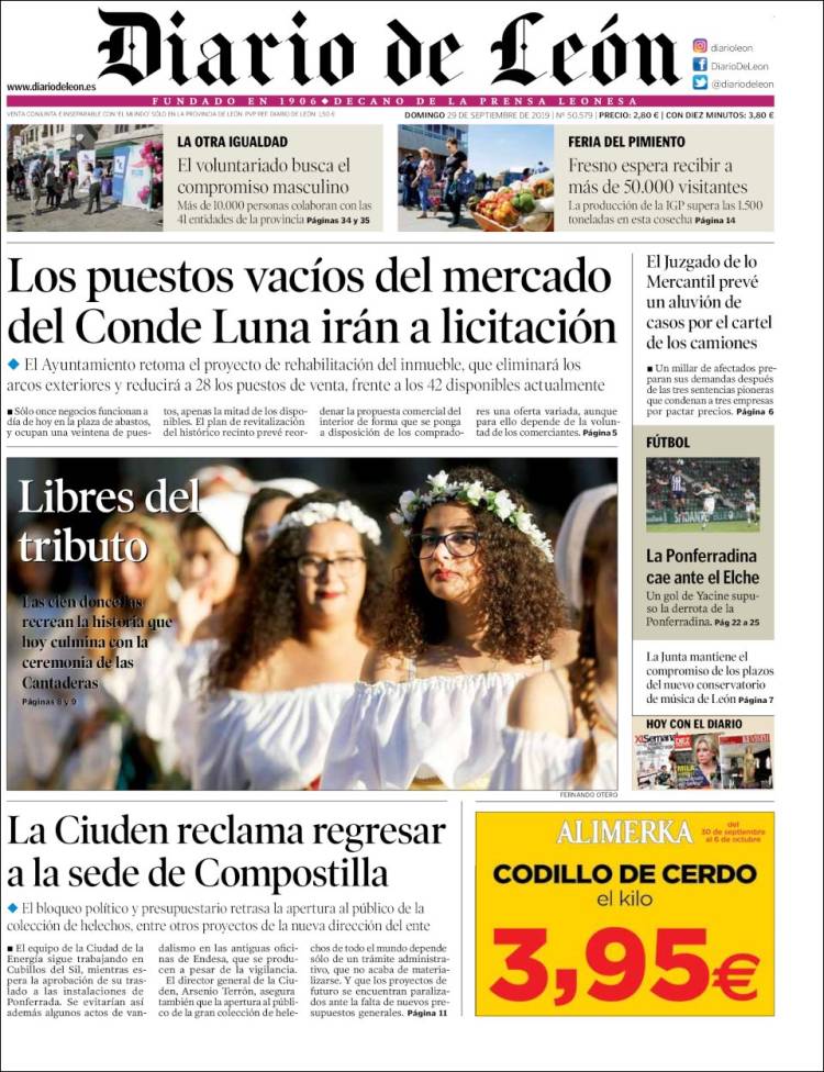 Portada de Diario de León (España)