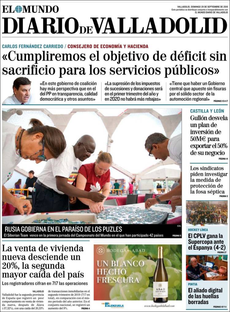 Portada de Diario de Valladolid (España)