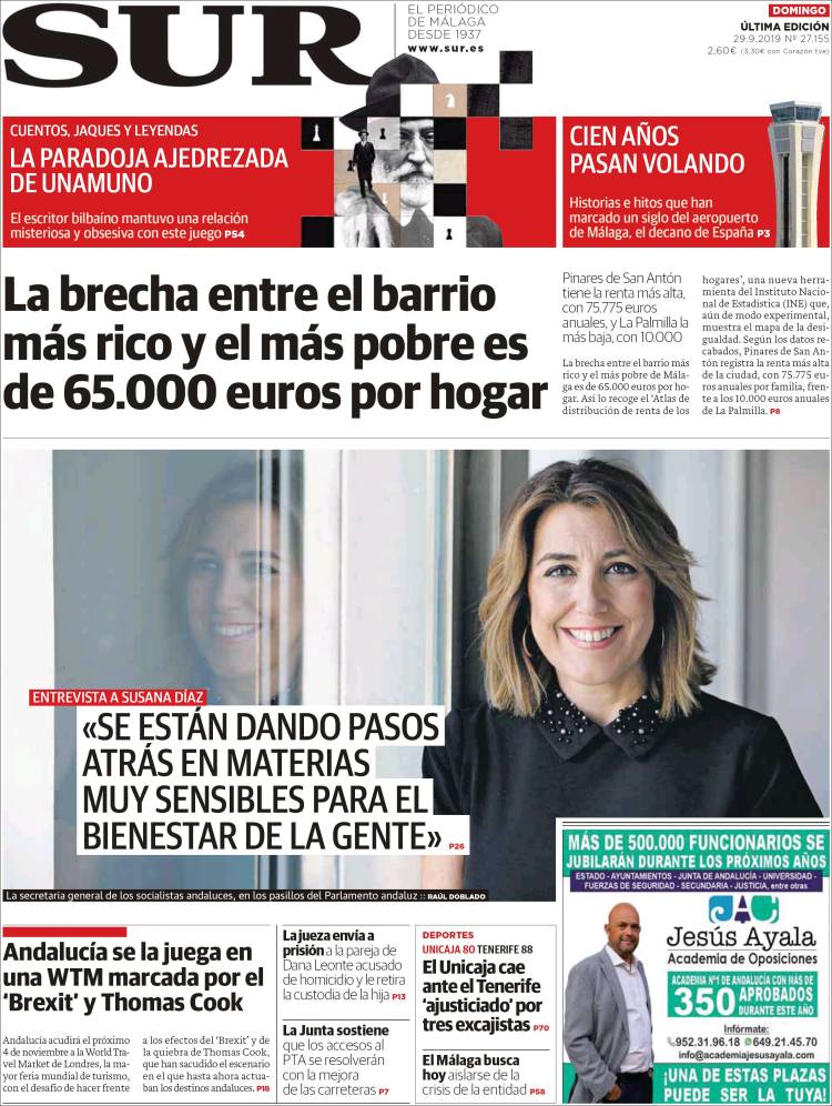 Portada de Diario el Sur (España)