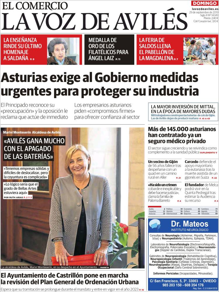 Portada de El Comercio - Avilés (España)