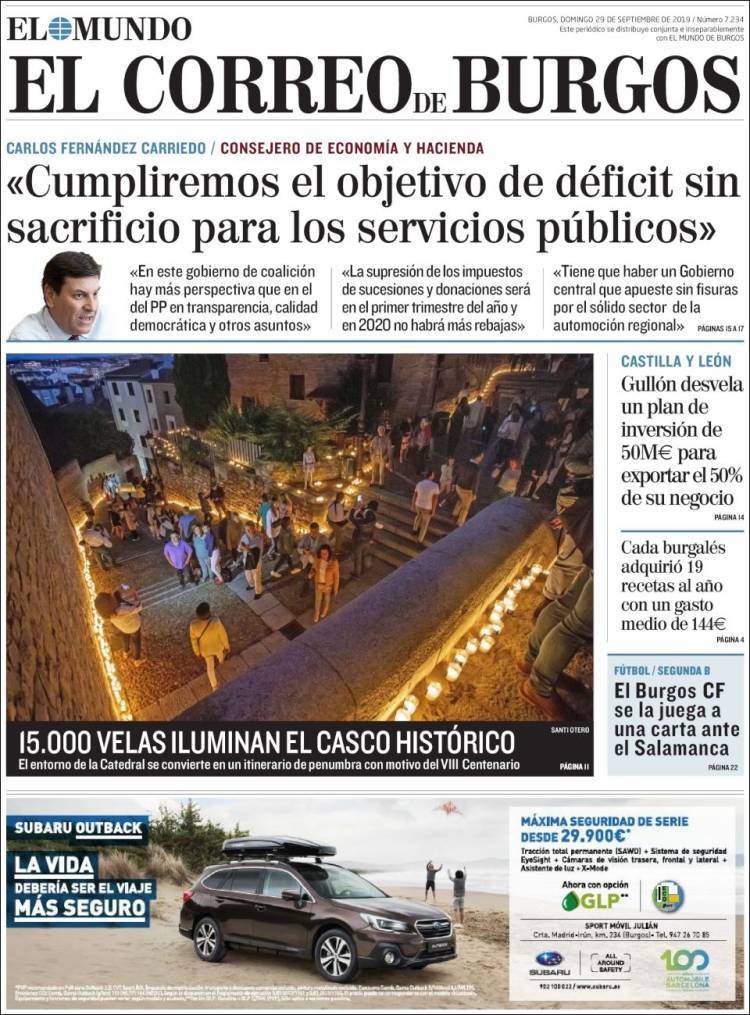 Portada de El Correo de Burgos (España)