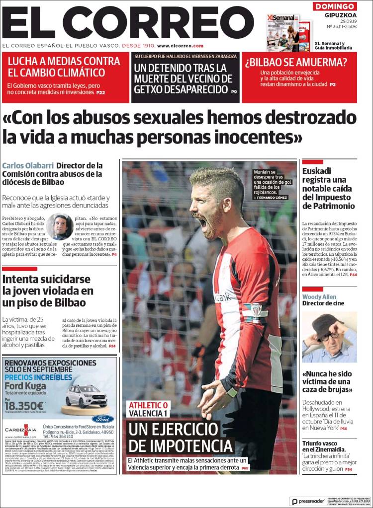 Portada de El Correo - Guipuzcoa (España)