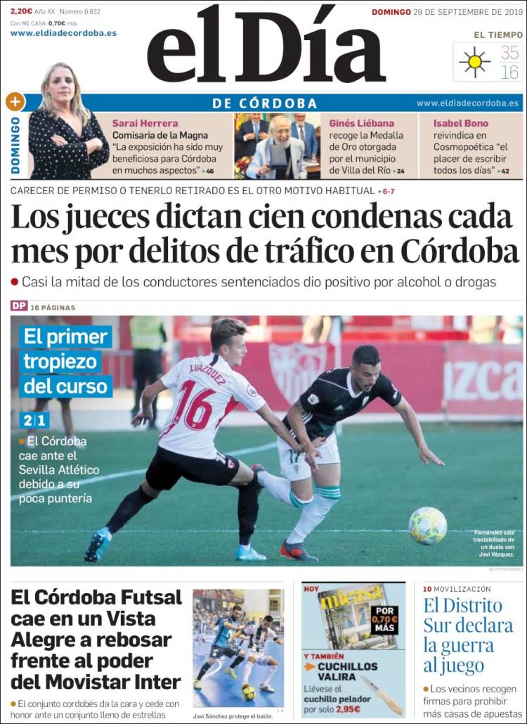 Portada de El Día de Córdoba (España)