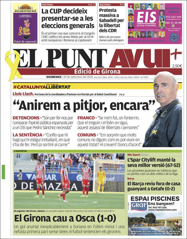 Portada de El Punt Avui - Girona (España)