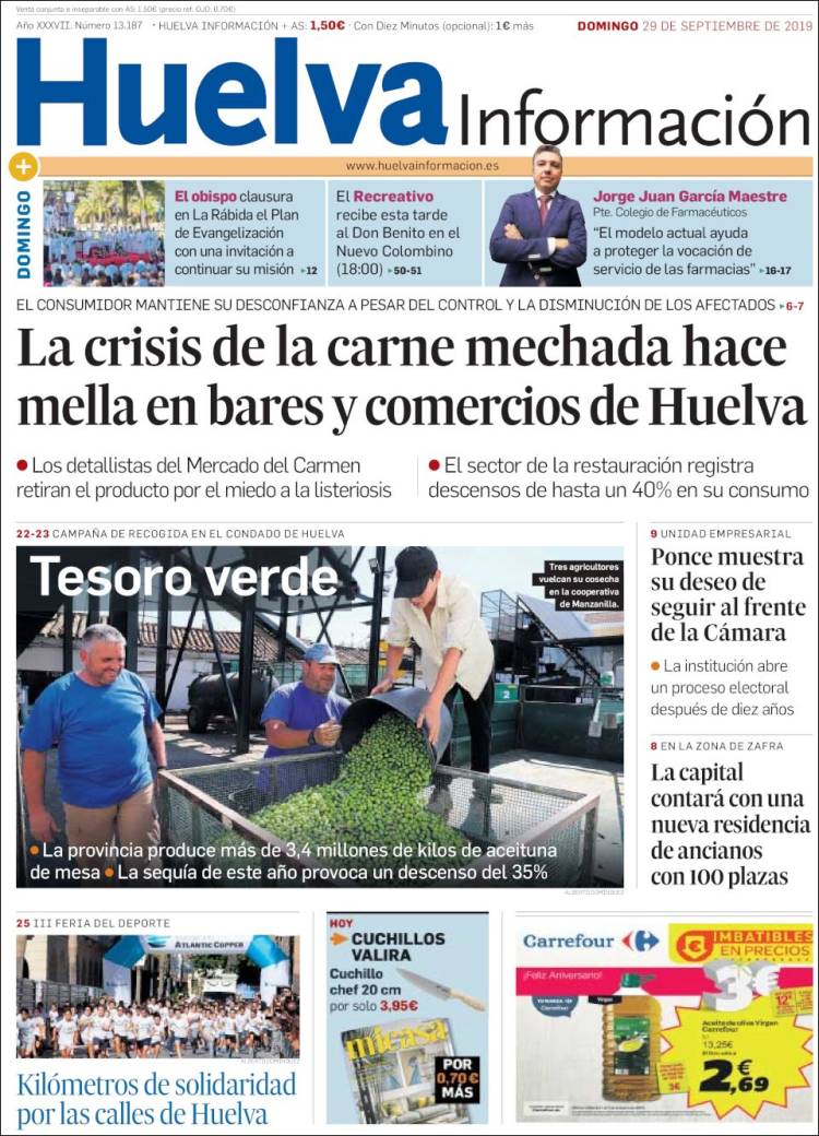 Portada de Huelva Información (España)