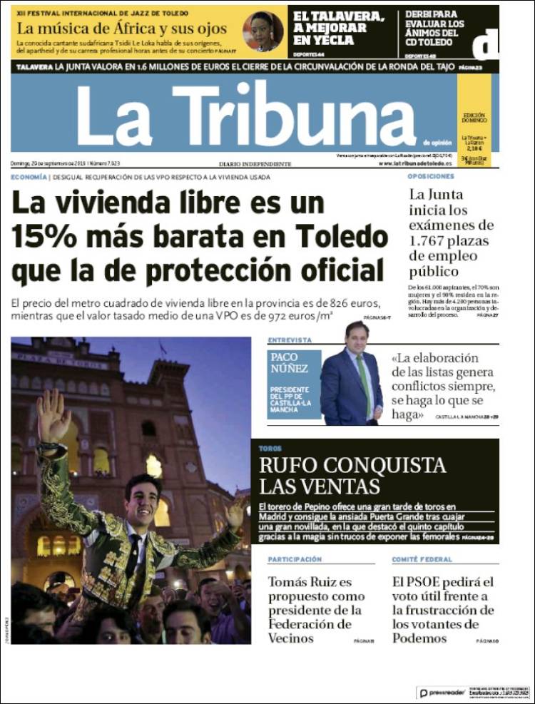 Portada de La Tribuna de Toledo (España)