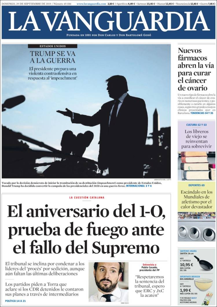 Portada de La Vanguardia (España)