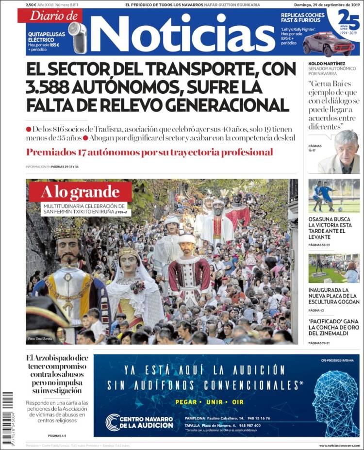 Portada de Noticias de Navarra (España)