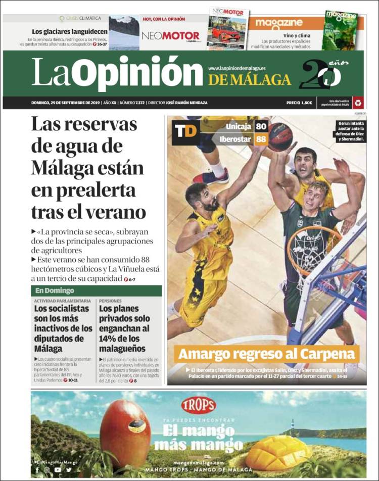 Portada de La Opinión de Málaga (España)