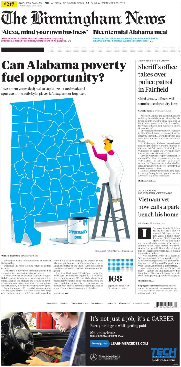 Portada de Birmingham News (USA)