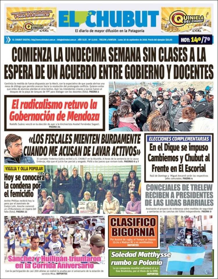 Portada de El Chubut (Argentina)