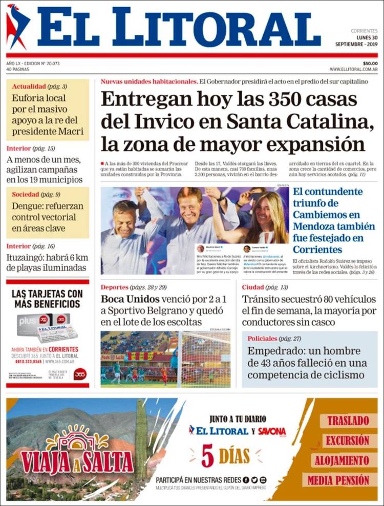 Portada de El Litoral Corrientes (Argentina)