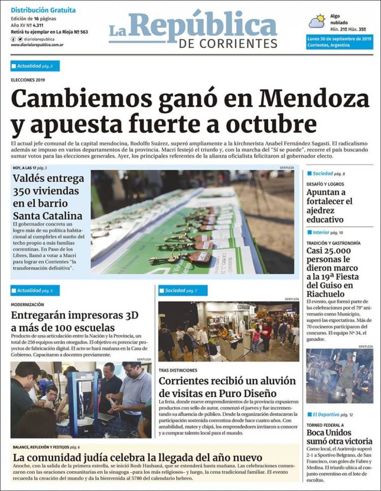 Portada de La República de Corrientes (Argentina)