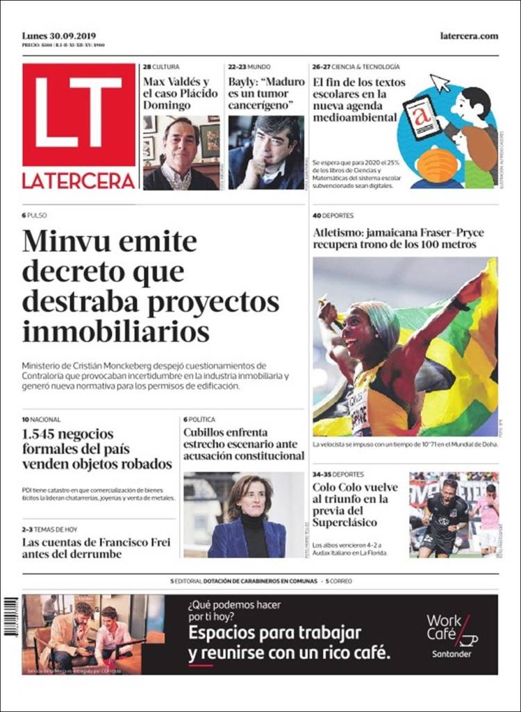 Portada de La Tercera (Chile)