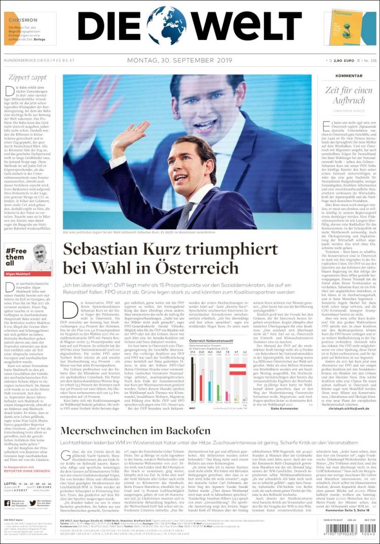 Portada de Die Welt (Alemania)
