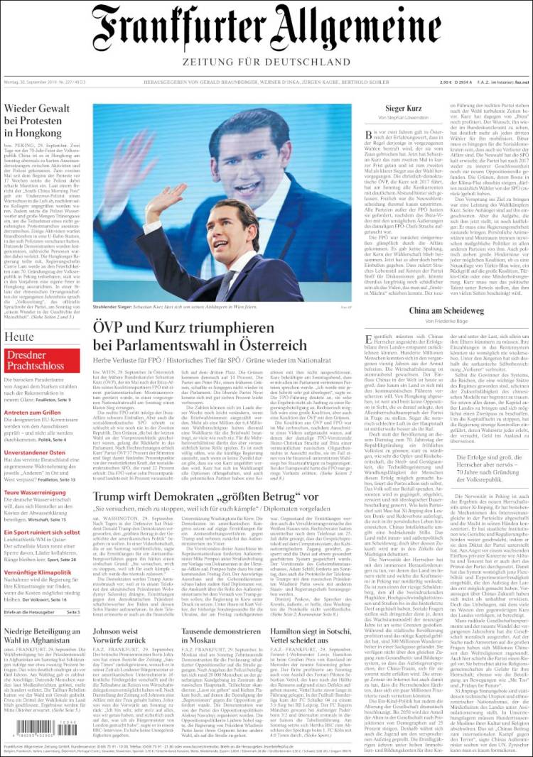 Portada de Frankfurter Allgemeine (Alemania)