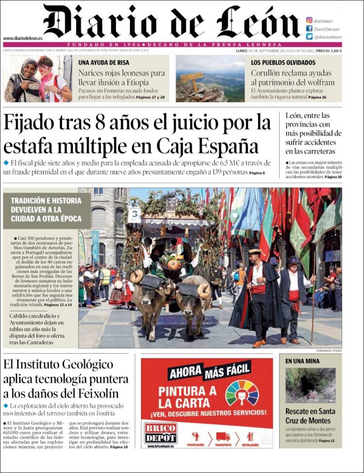 Portada de Diario de León (España)