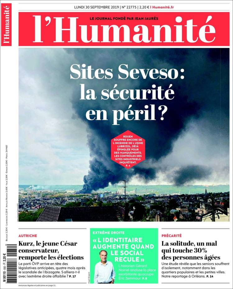 Portada de l'Humanite (Francia)