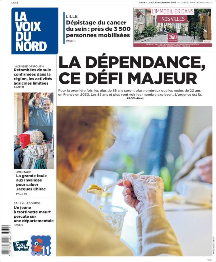 Portada de La Voix du Nord (Francia)