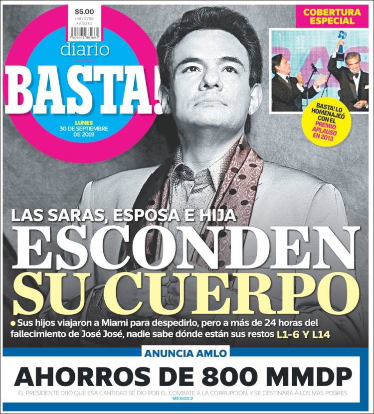 Portada de Diario Basta (México)