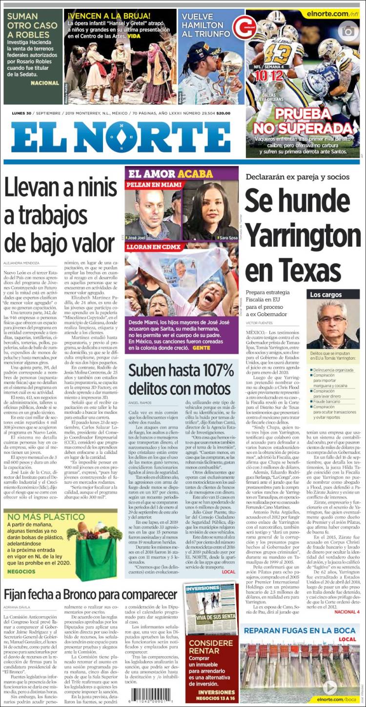 Portada de El Norte (México)