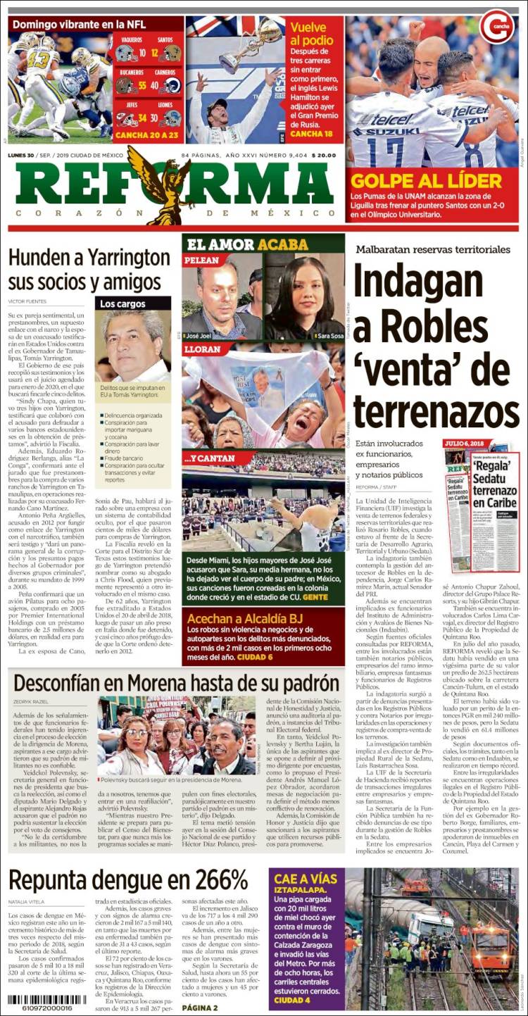 Portada de Reforma (México)