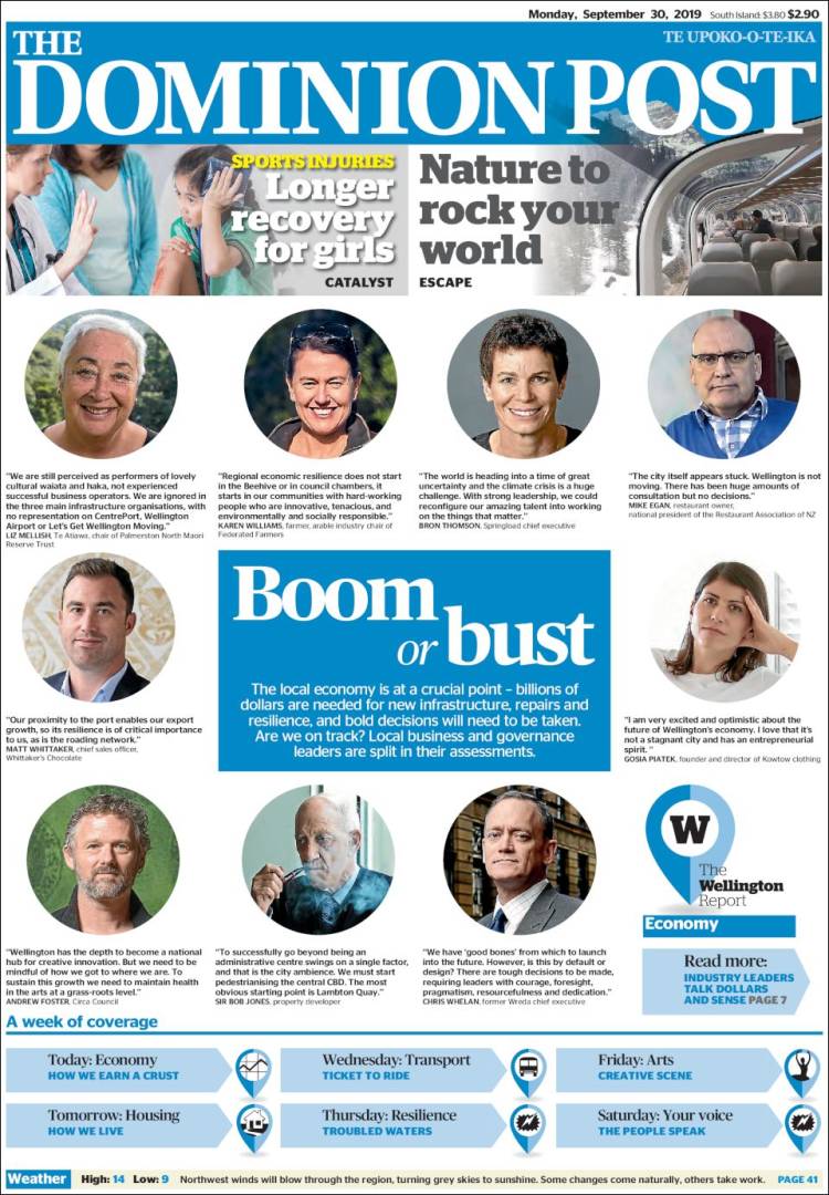 Portada de The Dominion Post (Nueva Zelanda)