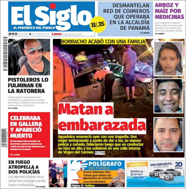 Portada de El Siglo (Panamá)