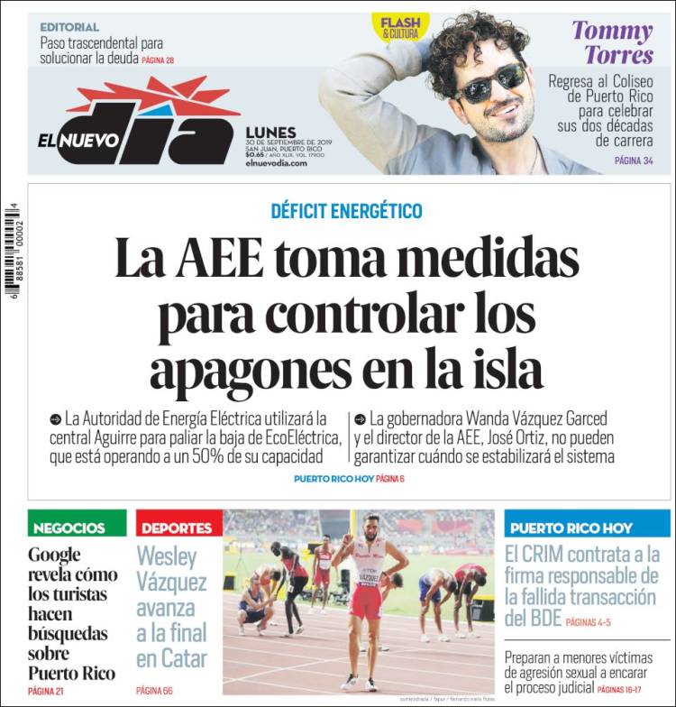 Portada de El Nuevo Día (Puerto Rico)