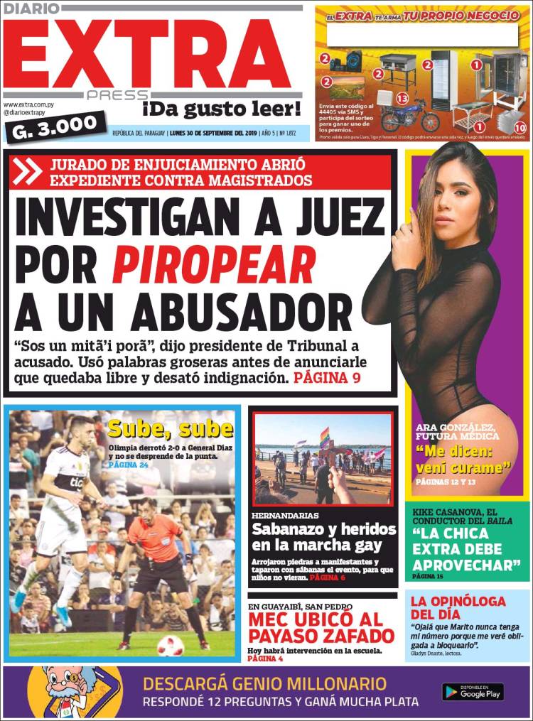 Portada de Diario Extra (Paraguay)