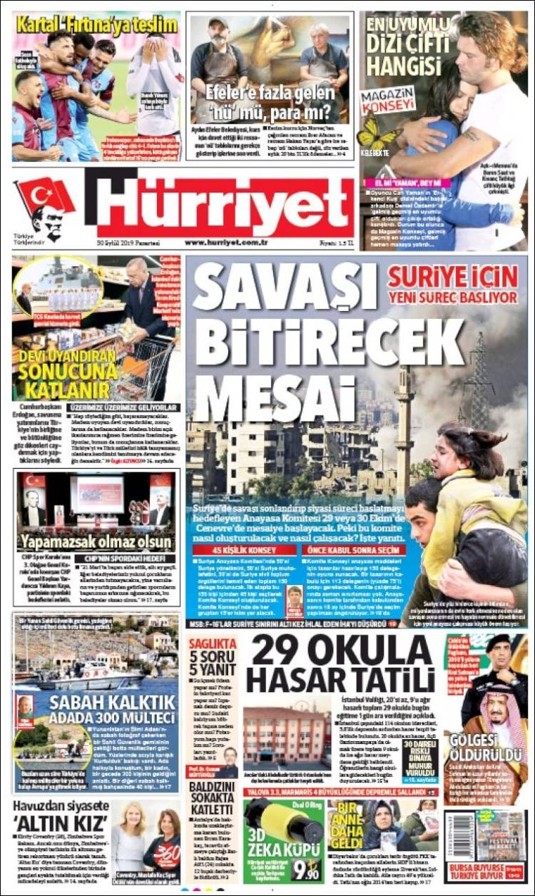 Portada de Hürriyet (Turqu&iacute;a)