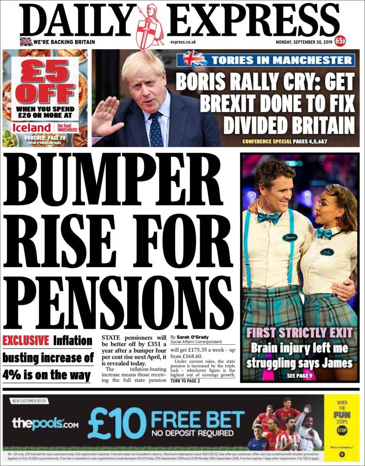 Portada de Daily Express (Reino Unido)