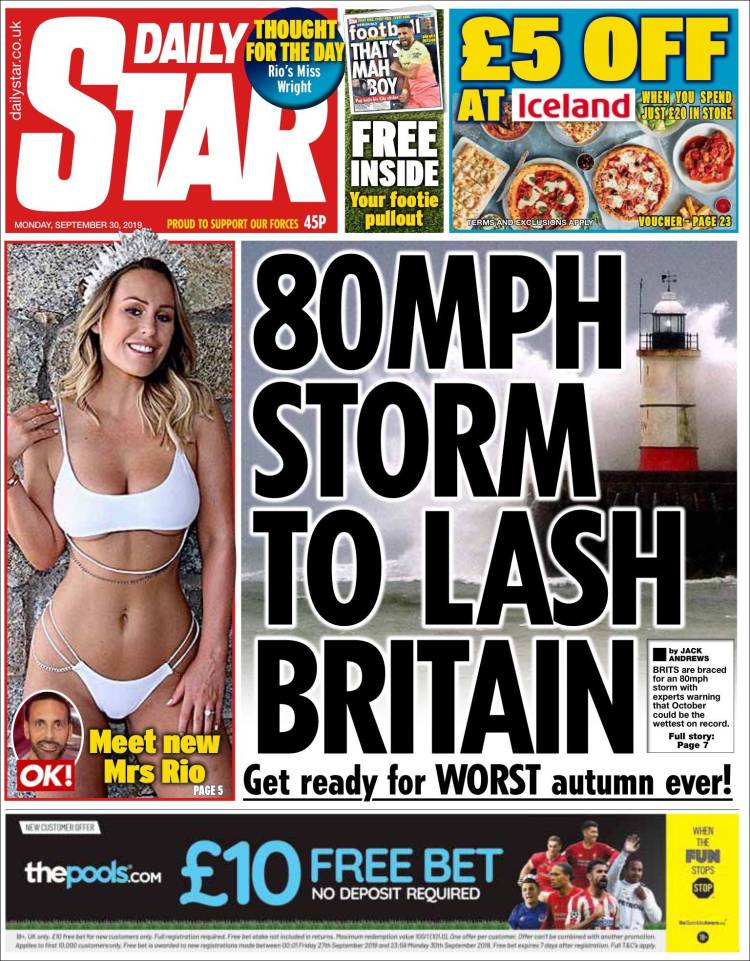 Portada de Daily Star (Reino Unido)