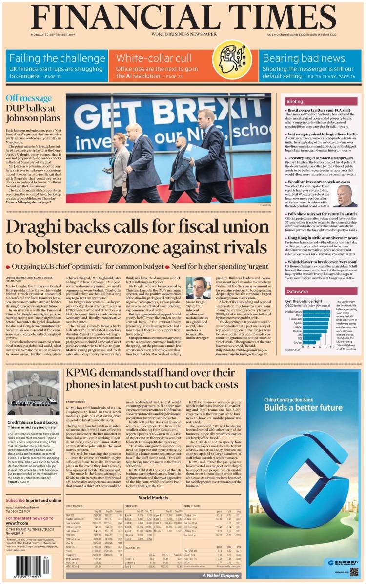 Portada de Financial Times (Reino Unido)