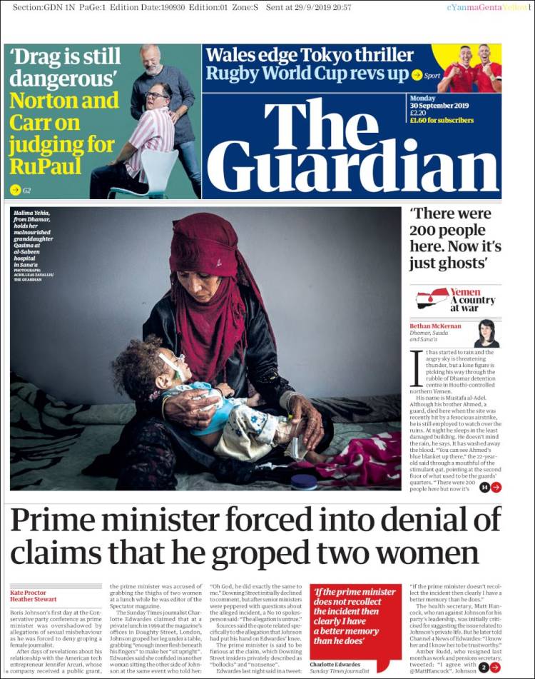 Portada de The Guardian (Reino Unido)