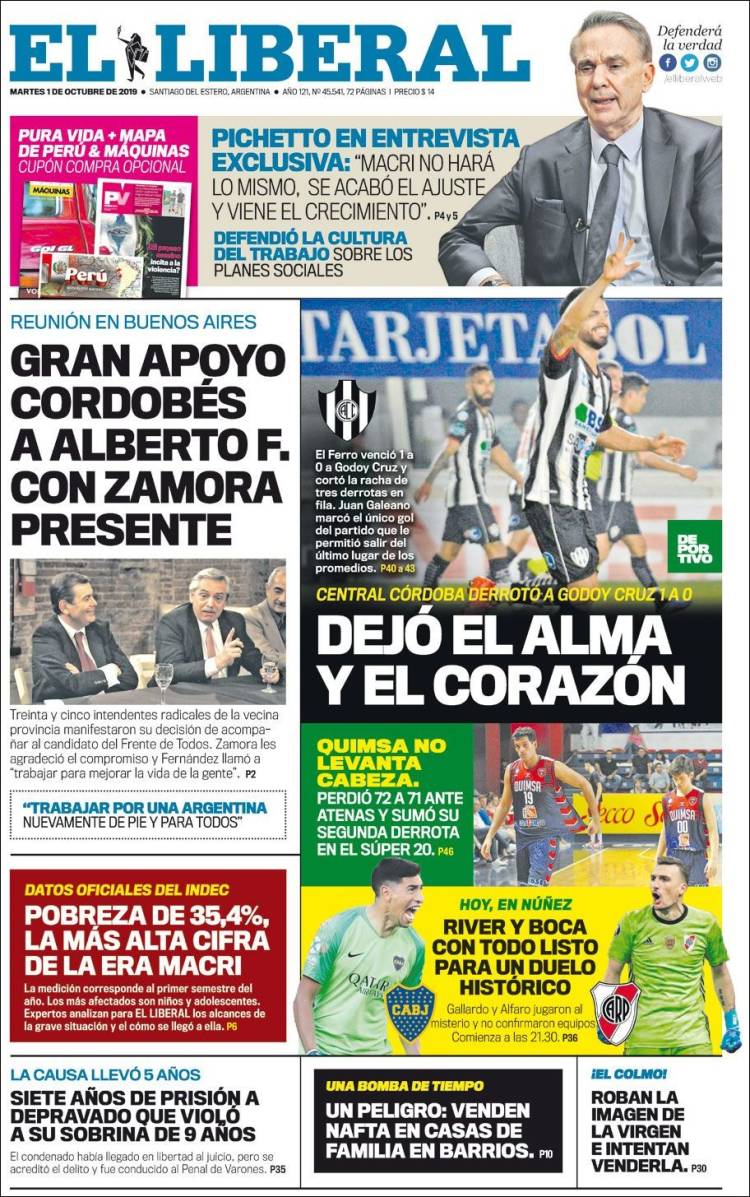 Portada de Diario El Liberal (Argentina)