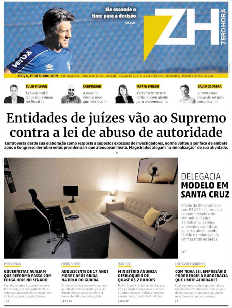 Portada de Zero Hora (Brasil)