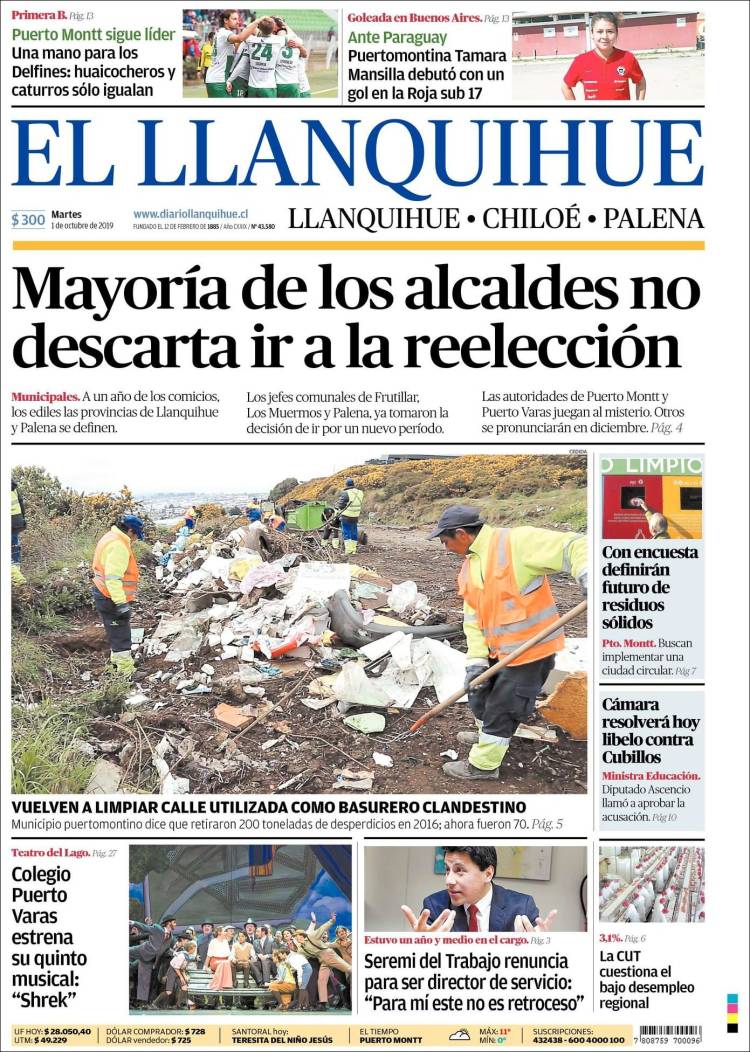 Portada de El Llanquihue (Chile)