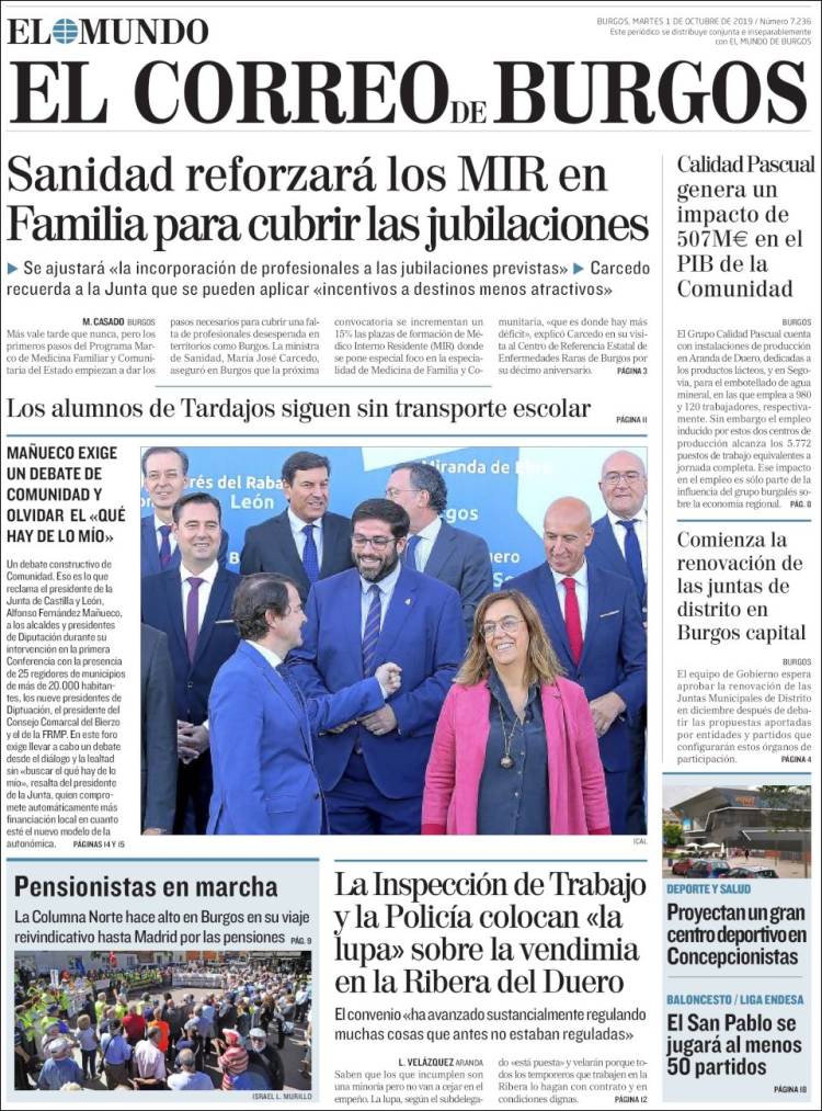 Portada de El Correo de Burgos (España)