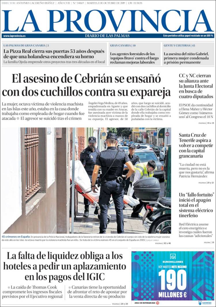 Portada de La Provincia (España)