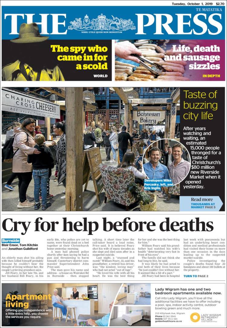 Portada de The Press (Nueva Zelanda)