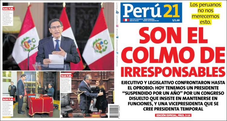 Portada de Perú 21 (Peru)