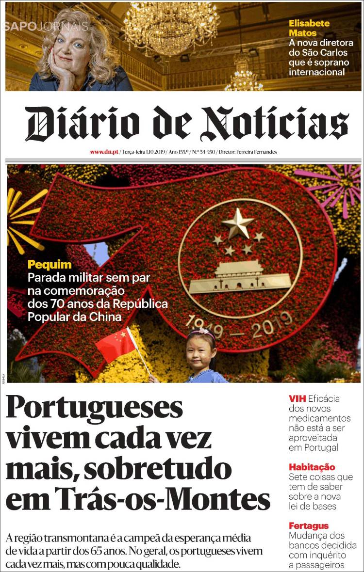 Portada de Diário de Noticias (Portugal)