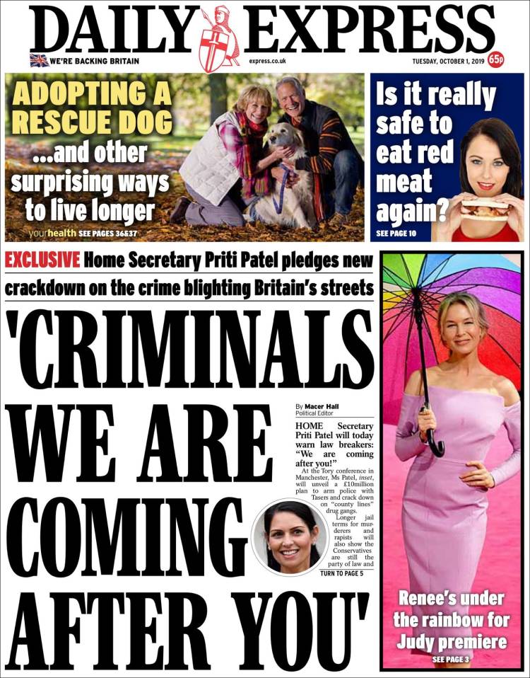 Portada de Daily Express (Reino Unido)