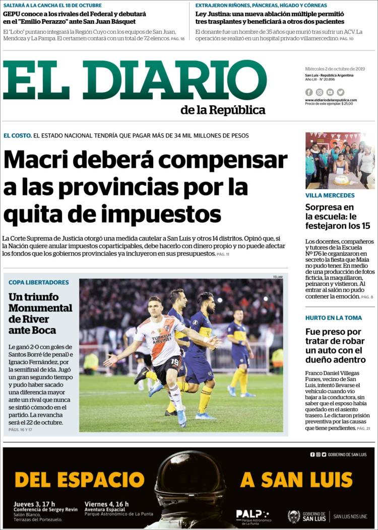 Portada de Diario de la República (Argentina)